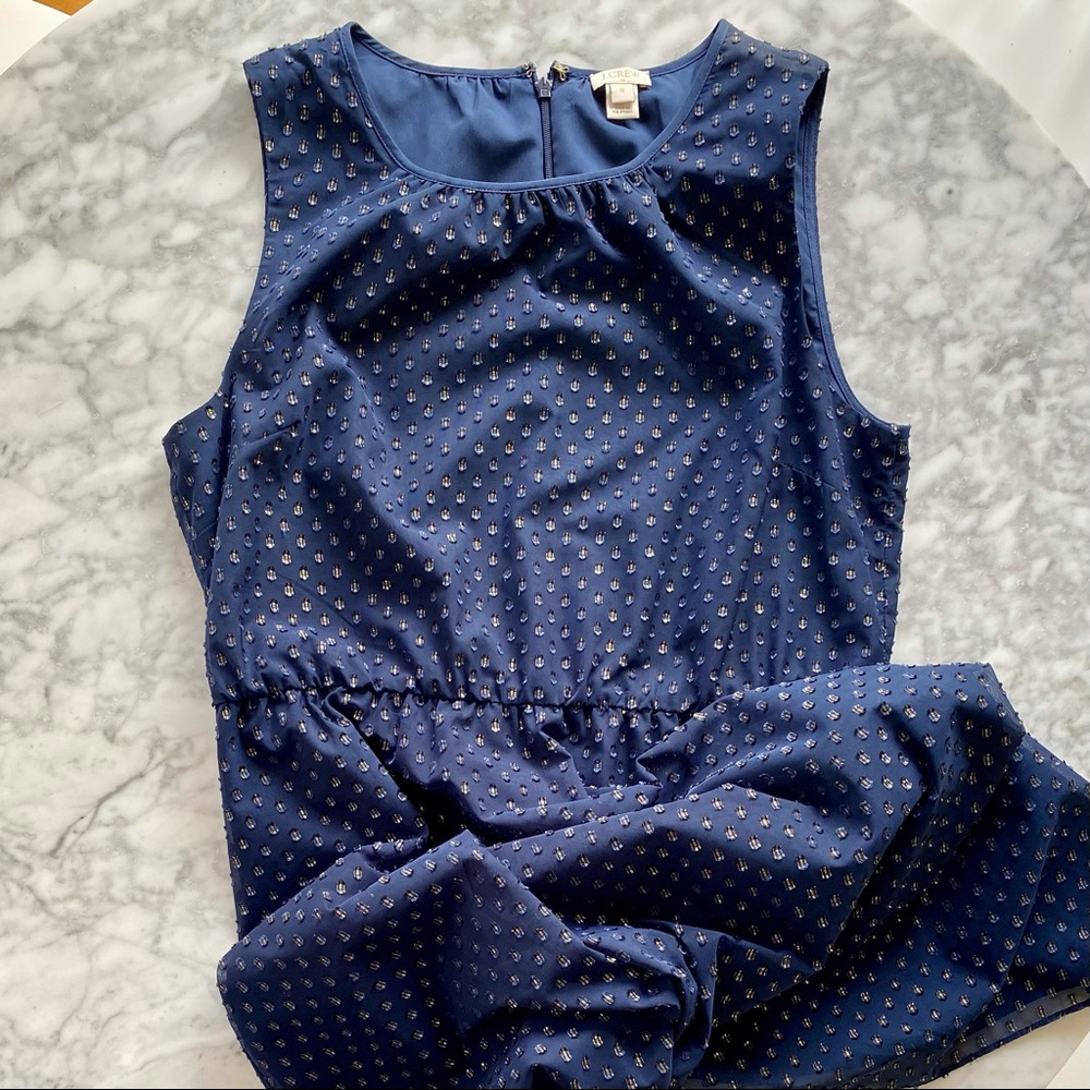 J. CREW Navy Gold Polkadot Dress